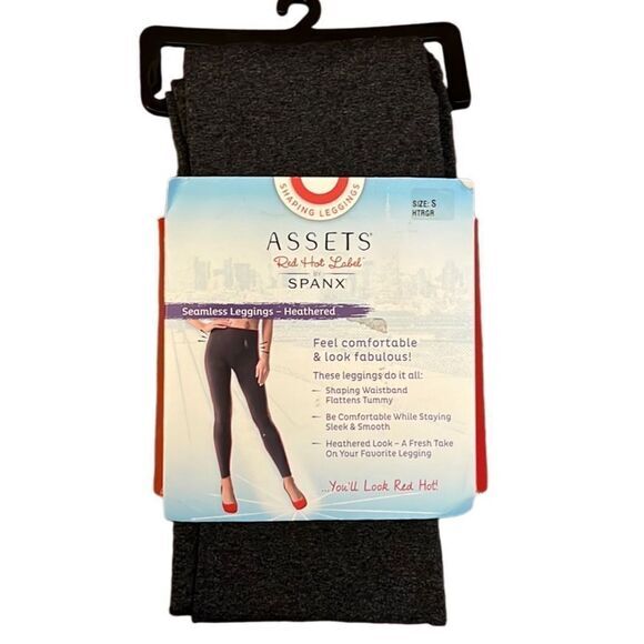 Spanx Assets Leggings‎ Red Hot Label Heathered Gray Sz Small Flattens Tummy New - Picture 1 of 4